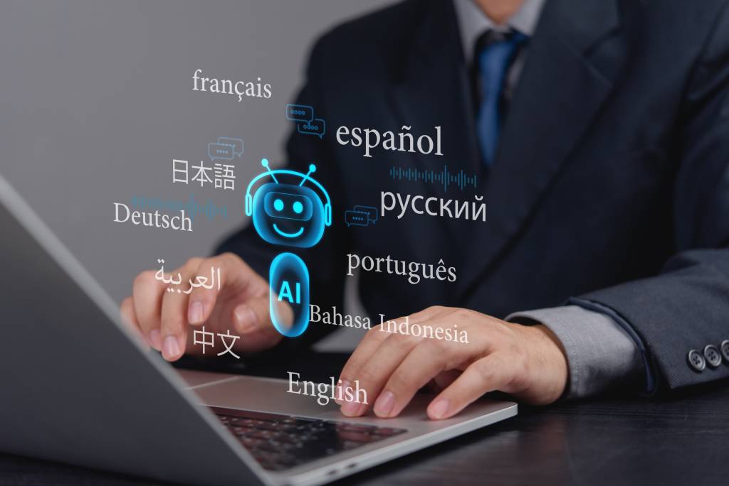 Digital chatbot interface listing different languages